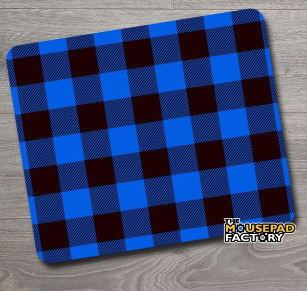 Blue Plaid Pattern Mouse Pad