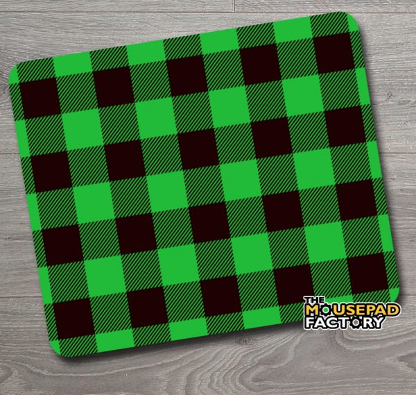 Green Plaid Pattern Mouse Pad