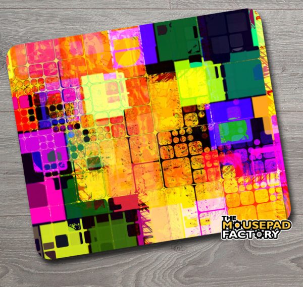 Abstract Painted Squares Pattern Mouse Pad