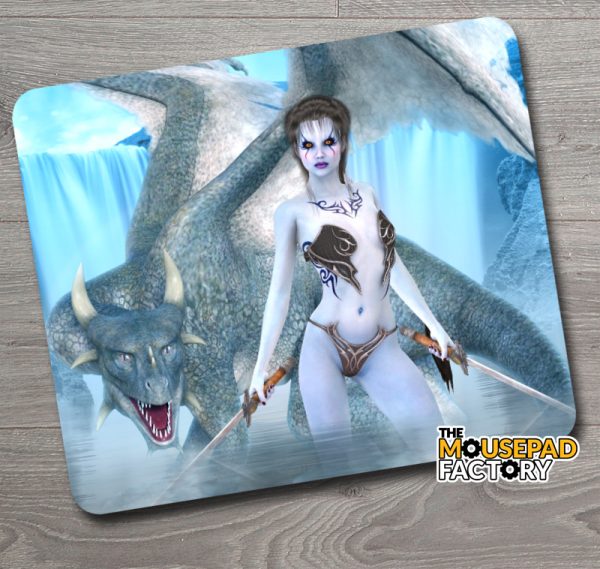 Water Dragon & Sexy Warrior Queen Mouse Pad