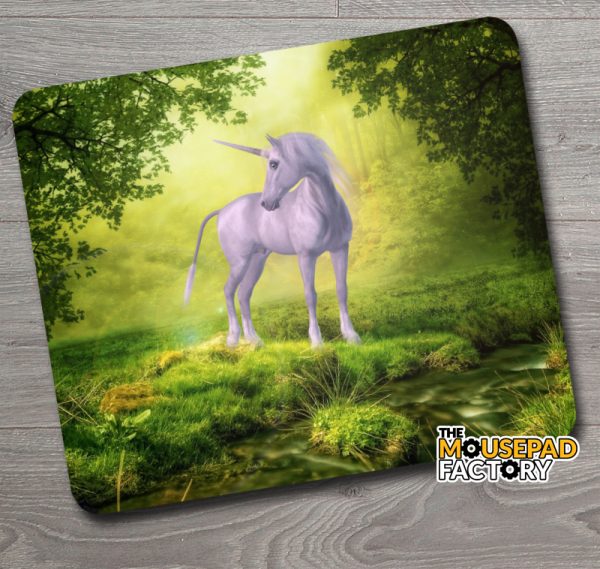 Unicorn in Mystic Woods Mouse Pad
