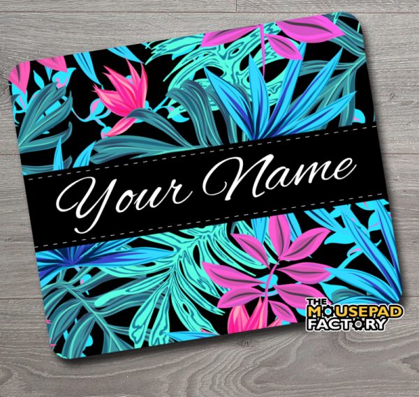 Personalized Blue Floral Jungle Pattern Mouse Pad