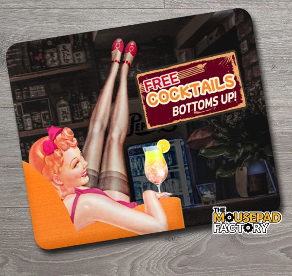 Pin-up Girl Cocktail Bar Bottoms Up Mouse Pad