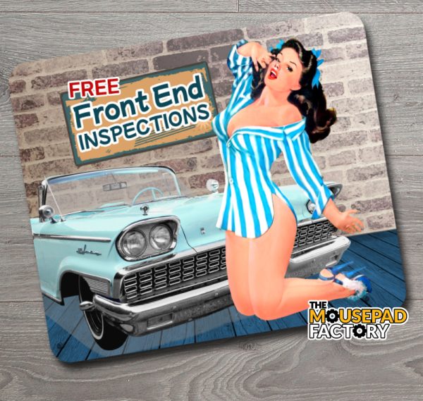 Pin-up Girl Garage Front end Inspections Mouse Pad