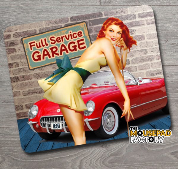 Pin-up Girl Garage Full Service Mouse Pad