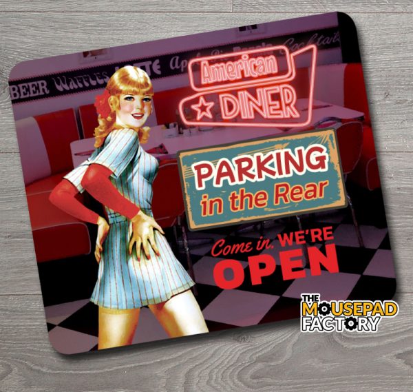 Pin-up Girl Diner Rear Parking Mouse Pad