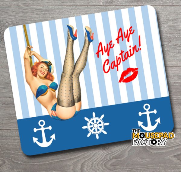 Pin-up Girl Navy Sailor Captain Mouse Pad