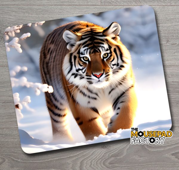 Siberian Tiger in Snow Mouse Pad