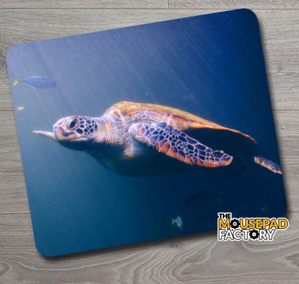 Sea Turtle swimming with fish Mouse Pad