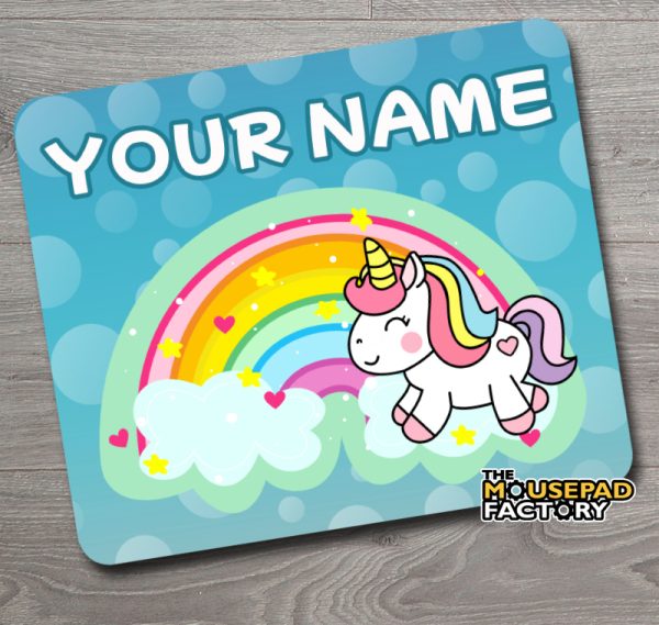 Personalized Kids Blue Unicorn Mouse Pad