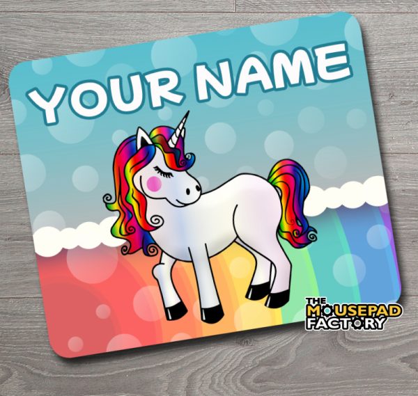 Personalized Kids Rainbow Unicorn Mouse Pad