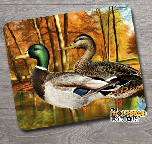 Pair of Mallard Ducks in fall Mouse Pad