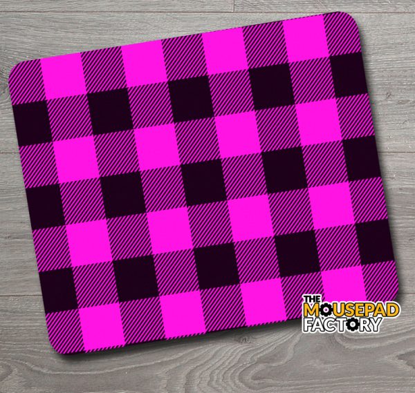 Pink Plaid Pattern Mouse Pad