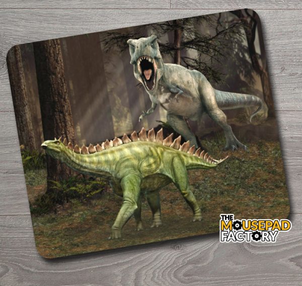 T REX Tyrannosaurus & Stegosaurus Dinosaur Mouse Pad
