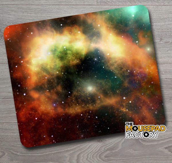 Orange Galaxy Nebula Outer Space Mouse Pad