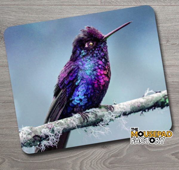 Purple Hummingbird Mouse Pad