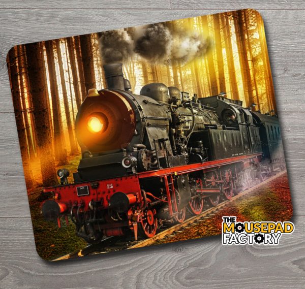 Steam Locomotive Train at Night Mouse Pad