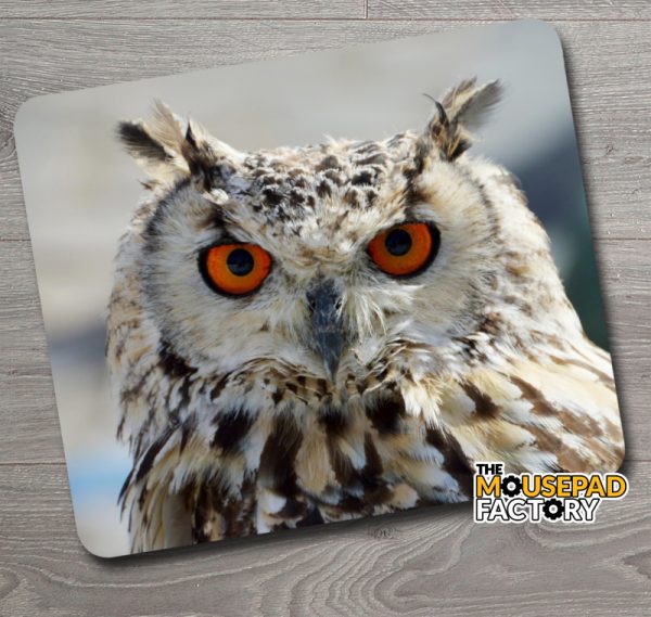 Great White Horned Owl Mouse Pad