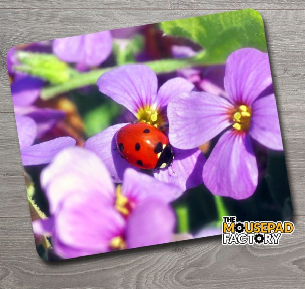 Ladybug on Flowers Mouse Pad