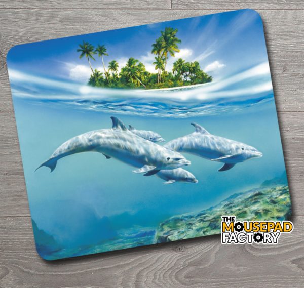 Dolphins Tropical Island Reef Mouse Pad