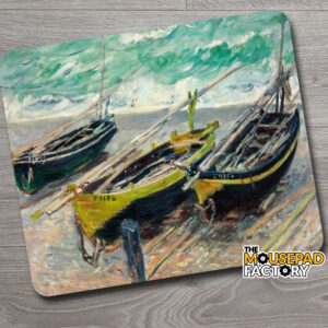 Three Fishing Boats by Claude Monet Mouse Pad