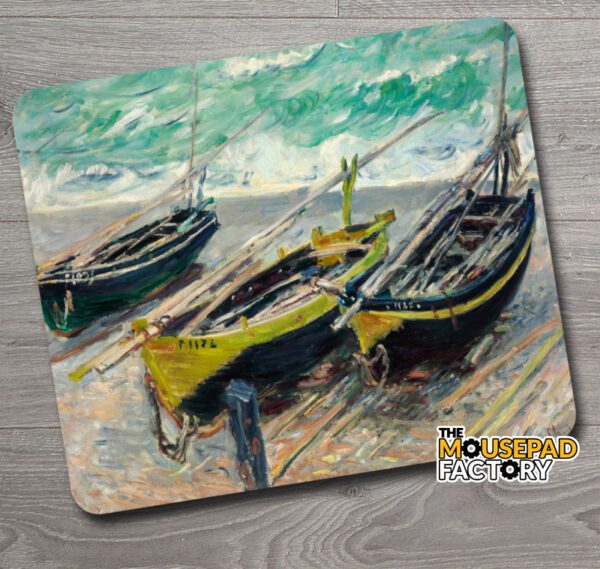 Three Fishing Boats by Claude Monet Mouse Pad