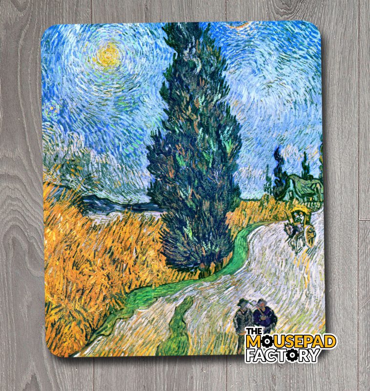 Road with Cypress and Star by Van Gogh Mouse Pad