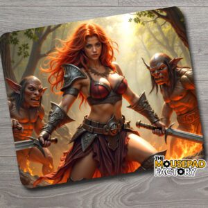 warrior woman & orc army