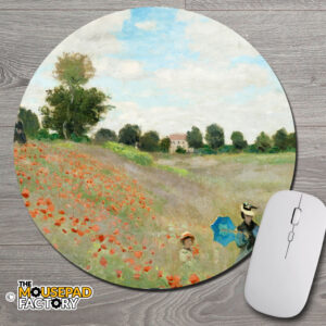 The Poppy Field by Claude Monet Round Mouse Pad