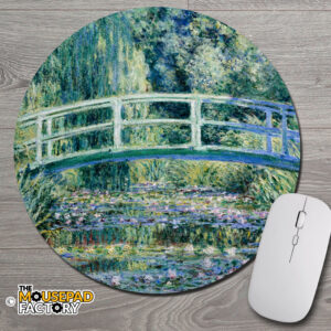 Japanese Bridge by Claude Monet Round Mouse Pad