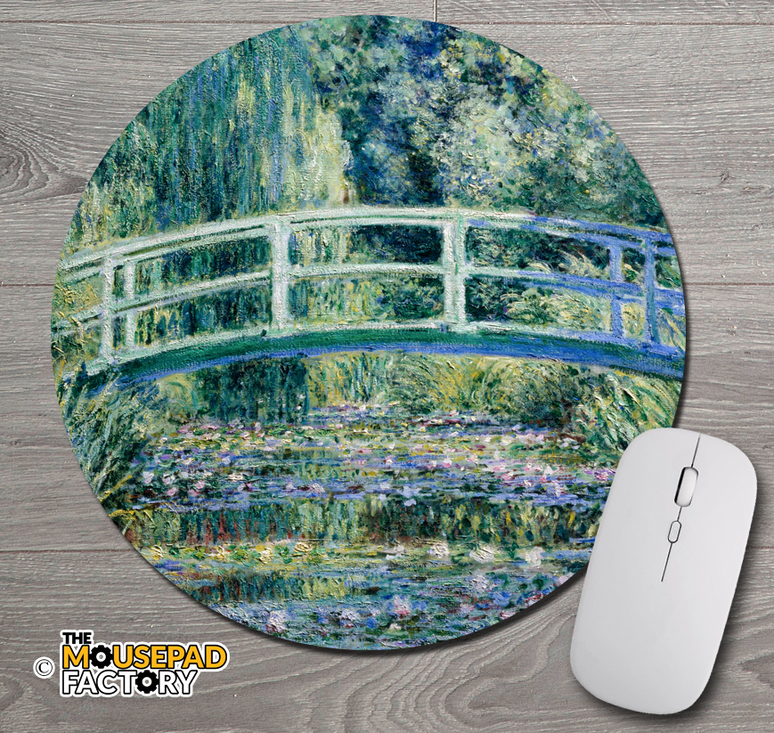 Japanese Bridge by Claude Monet Round Mouse Pad