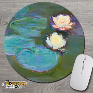 Nympheas Water Lily by Claude Monet Round Mouse Pad