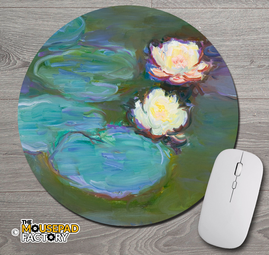 Nympheas Water Lily by Claude Monet Round Mouse Pad