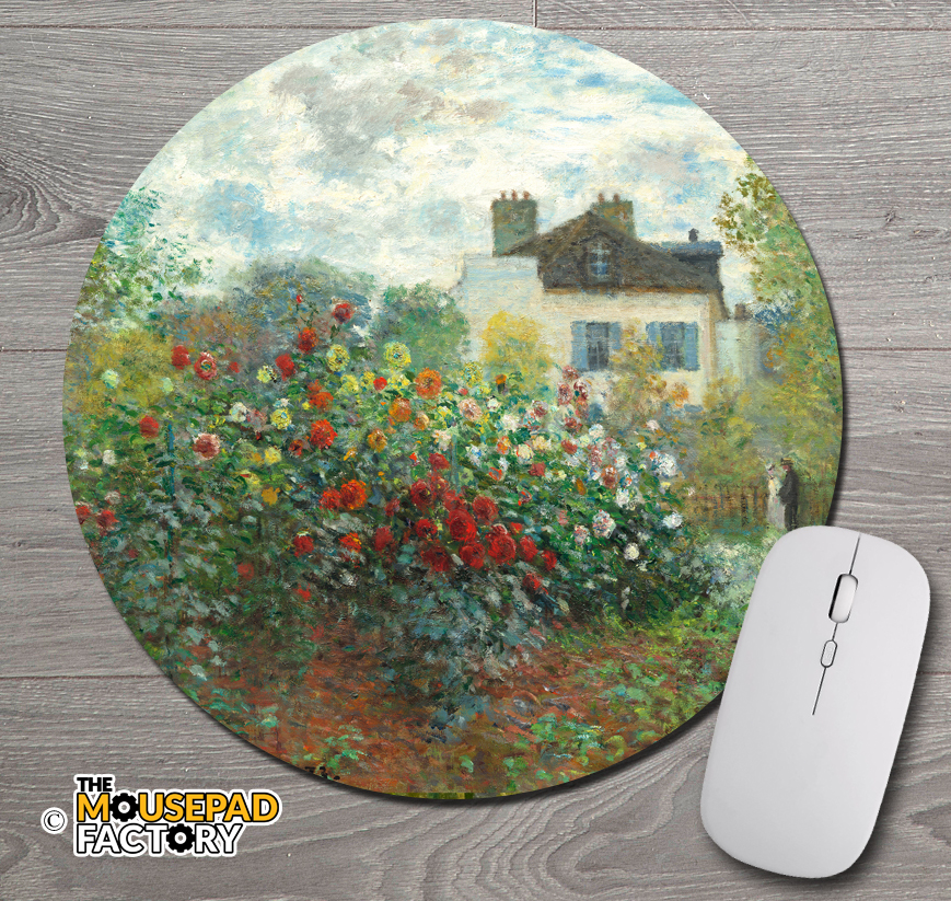 The Artist's Garden by Claude Monet Round Mouse Pad
