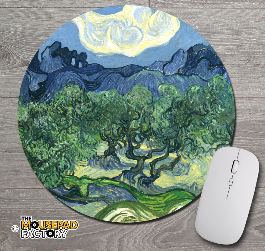 Olive Trees by Vincent Van Gogh Round Mouse Pad