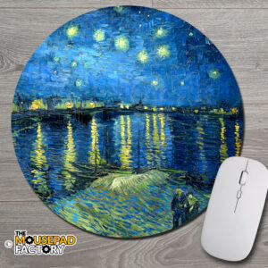 Starry Night Rhone by Vincent Van Gogh Round Mouse Pad