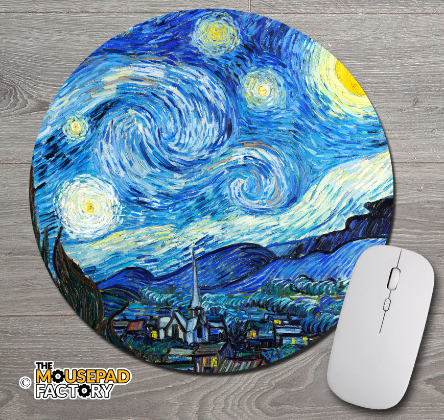 Starry Night by Vincent Van Gogh Round Mouse Pad
