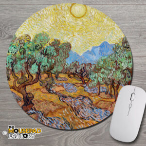 The Olive Trees by Vincent Van Gogh Round Mouse Pad