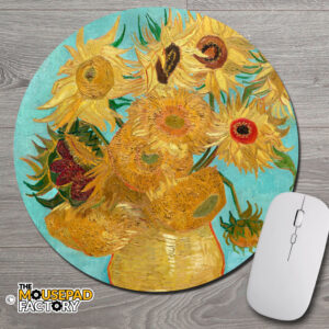Sunflowers by Vincent Van Gogh Round Mouse Pad