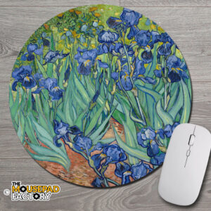 Irises by Vincent Van Gogh Round Mouse Pad