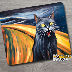 Edvard Munch painting. Fun Meme Art featuring, The Scream & Grey Cat