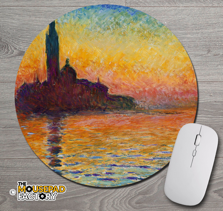 San Giorgio Maggiore by Claude Monet Round Mouse Pad